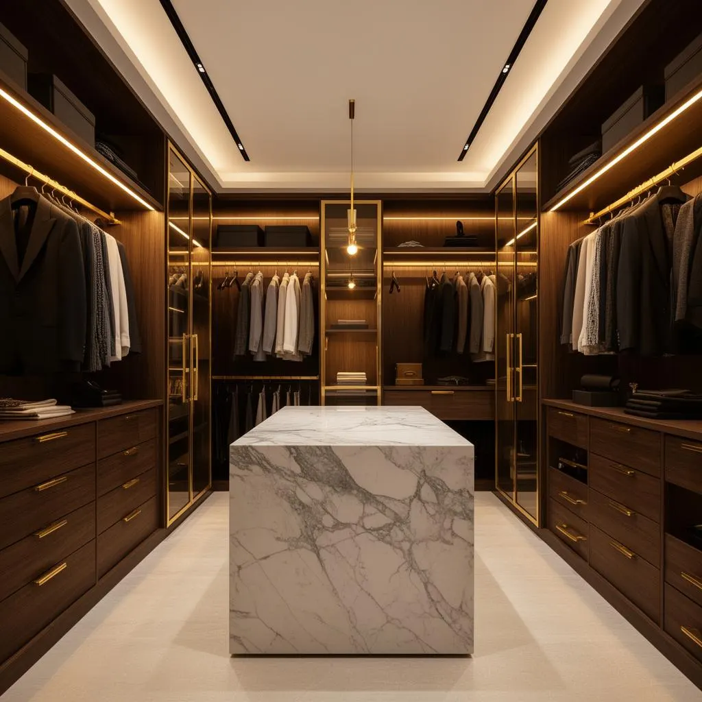 Custom walk-in closet designed in Orlando FL by Christopher